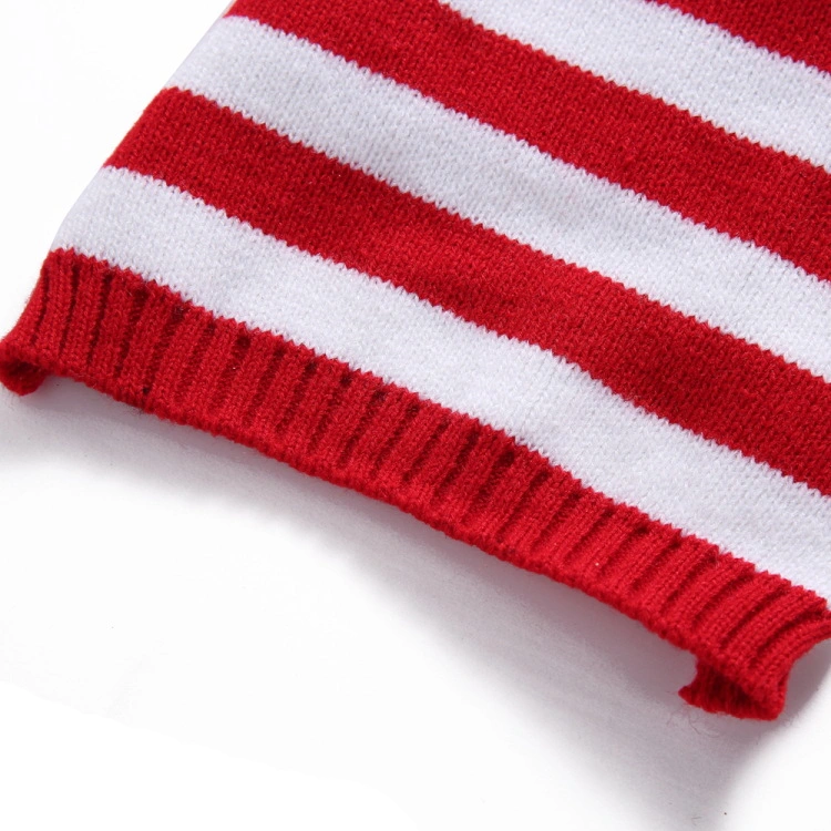 Striped Dog Sweater Holiday Christmas Pet Clothes Soft Comfortable