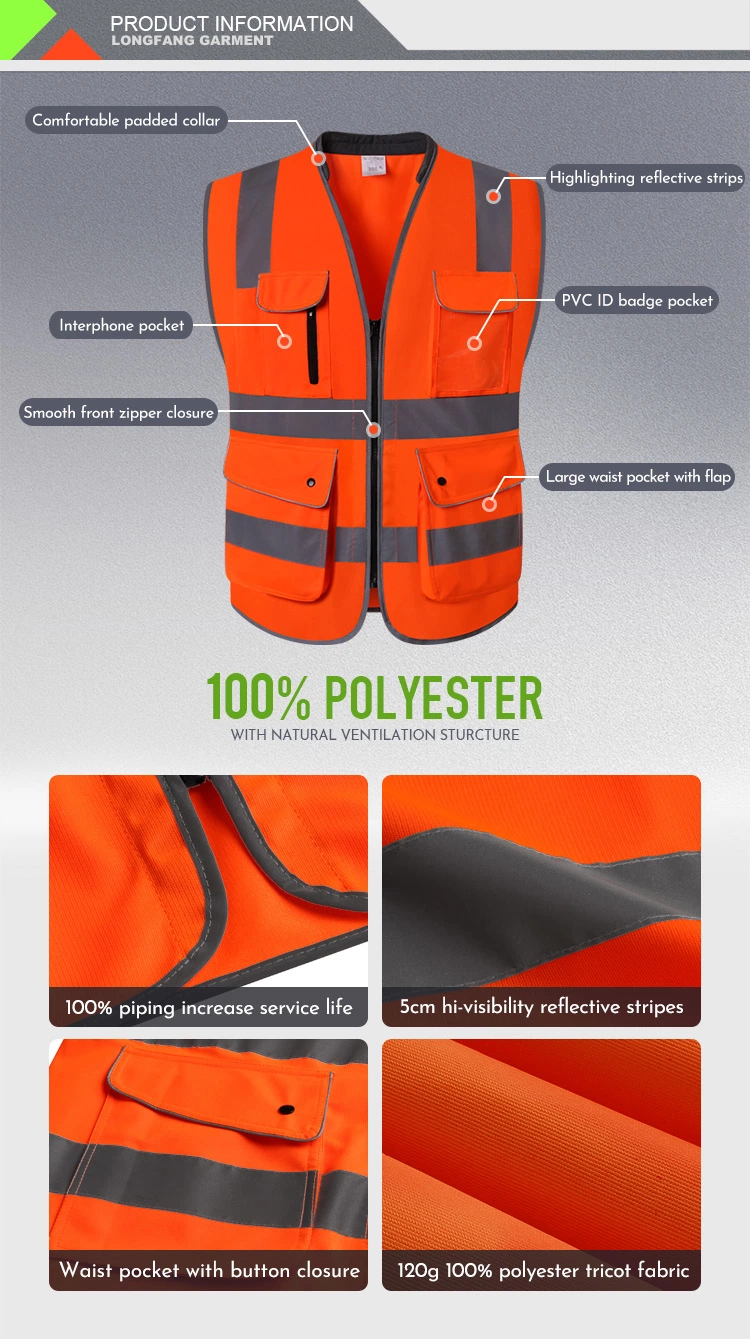 Muli-Fuctional High Visibility Reflective Safety Vest
