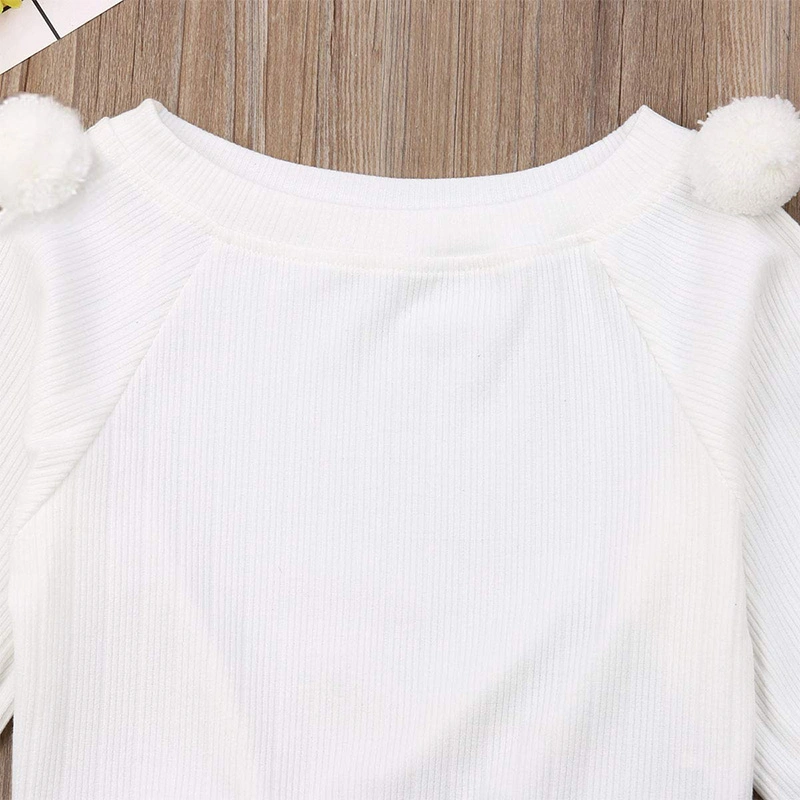 ABC Kids Kids Toddler Baby Girl Fall Winter Outfit Long Sleeve Pompom Knitted Shirt Sweater Top Button Skirt 2PCS Clothes Set