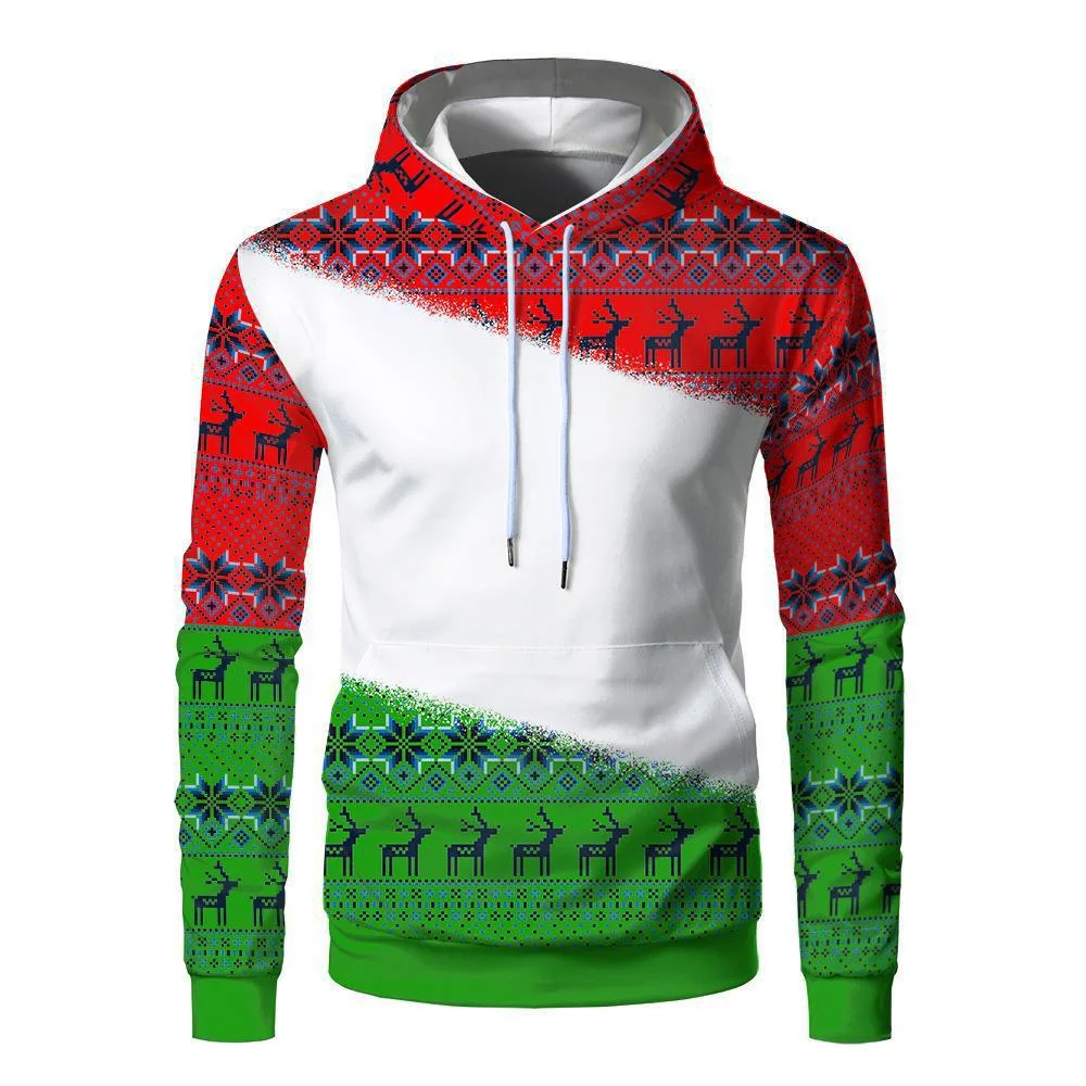 New Sublimation Blank 3D Digital Printing Heat Transfer Printing Christmas Hoodie Customized Christmas Sweater