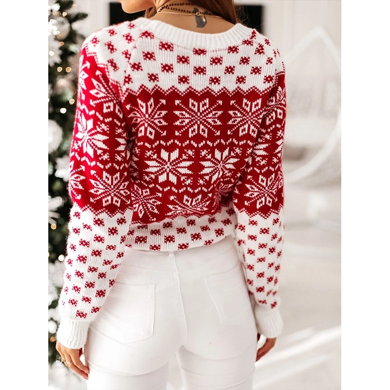 Women&prime;s Jumper Sweater Winter Tops Pullover Red Christmas Sweater