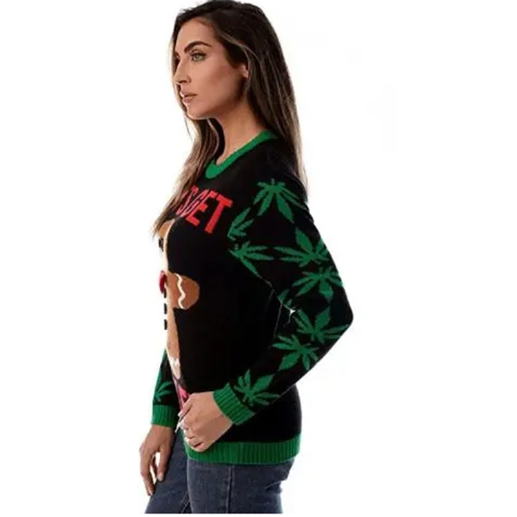 Men &amp; Women Green Sweater Rhinestone Snow Global Design Christmas Xmas Sweater