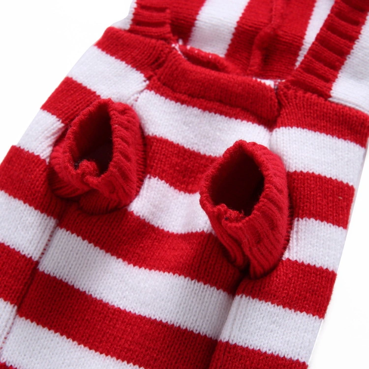 Striped Dog Sweater Holiday Christmas Pet Clothes Soft Comfortable
