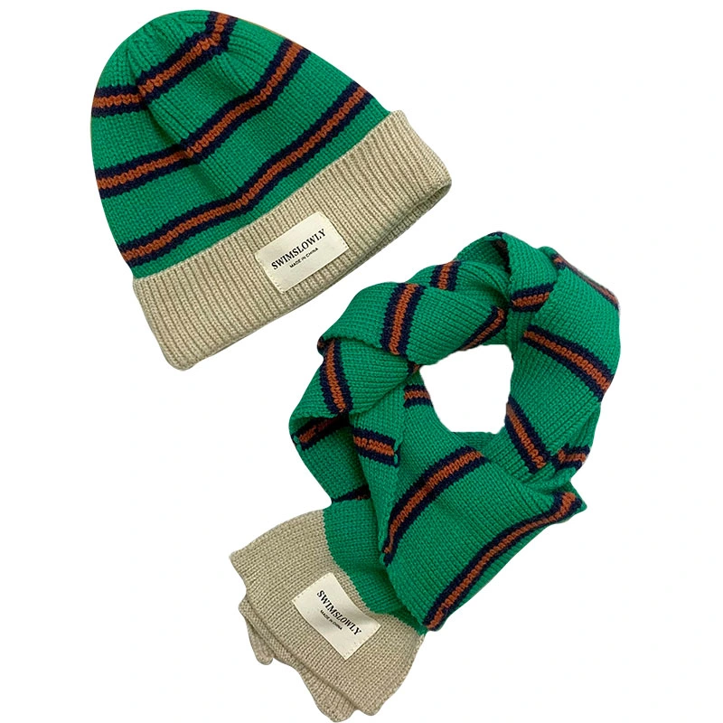 This Year Popular Fashion Designs Multicolor Feel Soft Warm Plaid Design Children Scarf Hat Two Pieces Cover