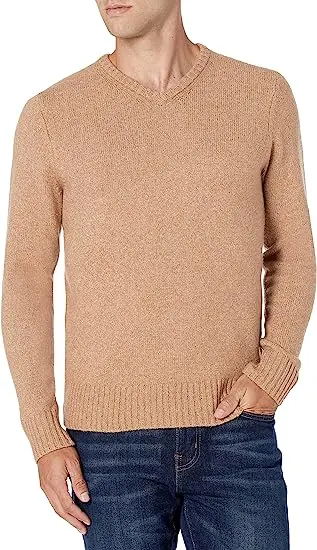Men&prime;s Long-Sleeve Soft Touch V-Neck Sweater Slim Body Fit