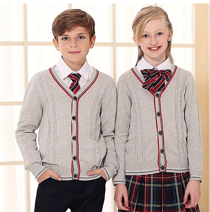 Custom Made School Uniform V Neck Cardigan Sweater